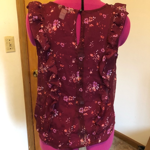 Maroon Ruffle Tank - Picture 4 of 5